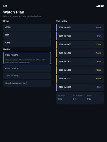 Watch Plan — Crew & Rest iPad screenshot