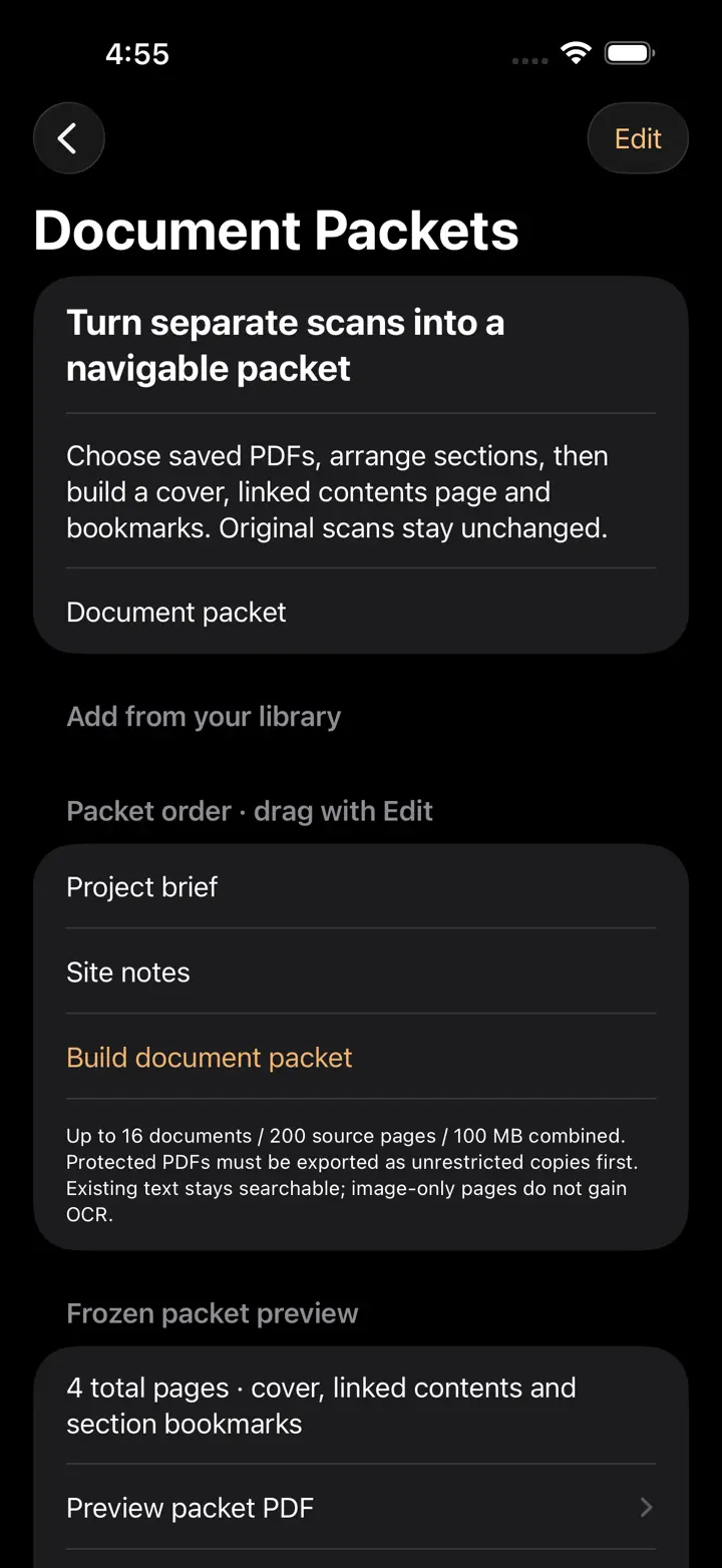 Pagecrisp: PDF Scanner iPhone 6.7" screenshot 2: Private OCR PDF scanner