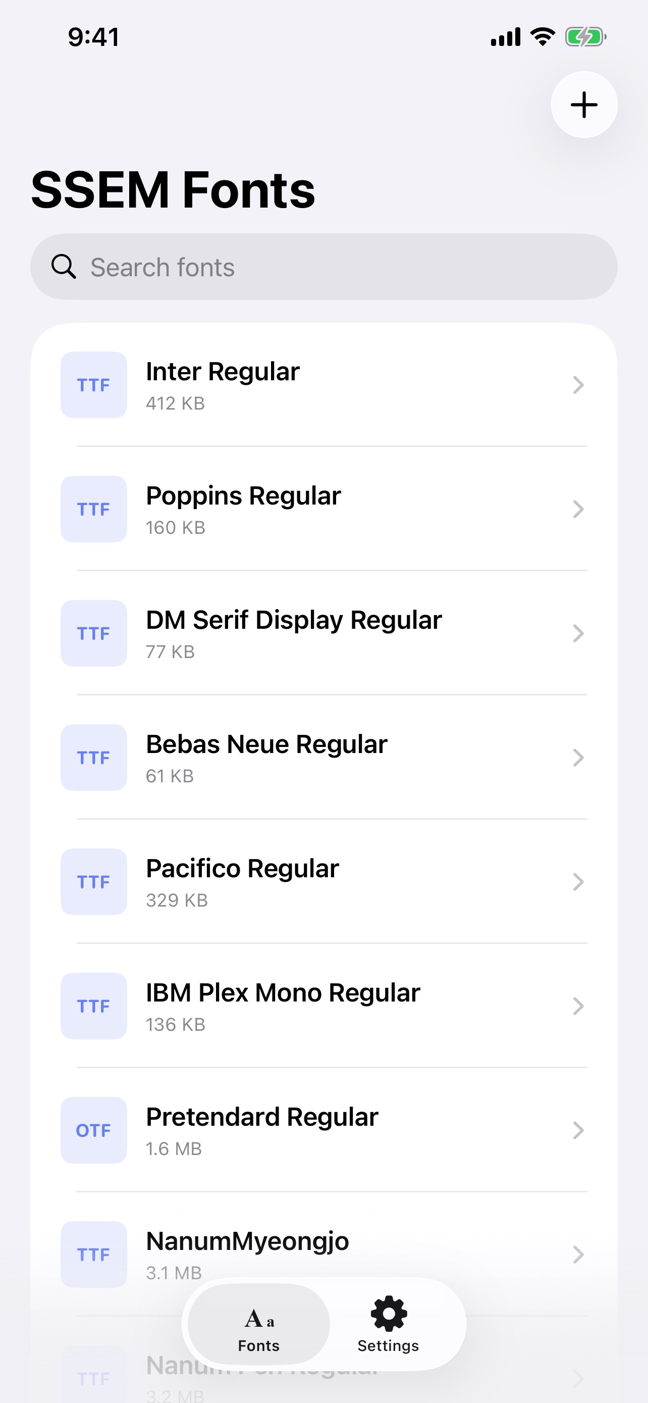Screenshot 1 of SSEM Fonts