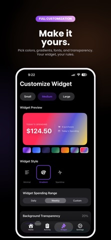 SpendWidget: Expense Tracker iPhone screenshot