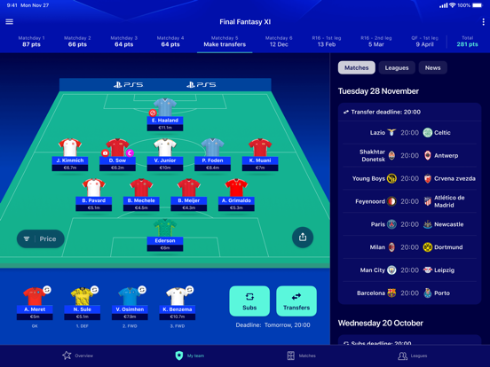 UEFA Gaming: Fantasy Football iPad app afbeelding 2