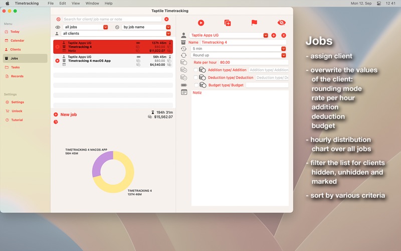Taptile Timetracking. Screenshot 4 of 10