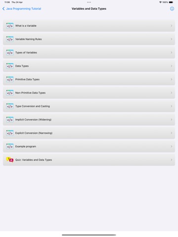 Java Programming Tutorial iPad screenshot