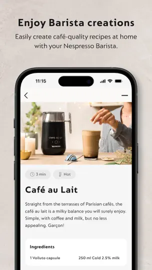 Capture d'écran de Nespresso Smart sur iPhone 7