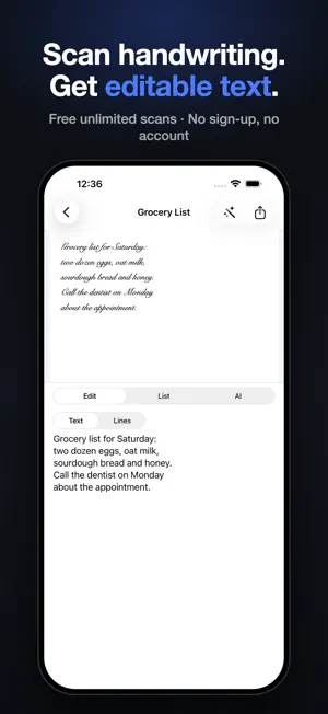 Unscribble Handwriting to Text screenshot 1