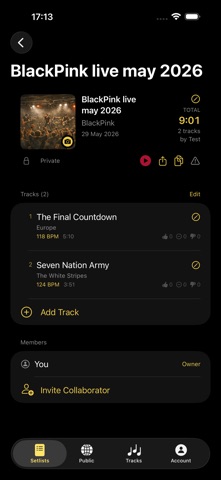 The Live Setlists screenshot