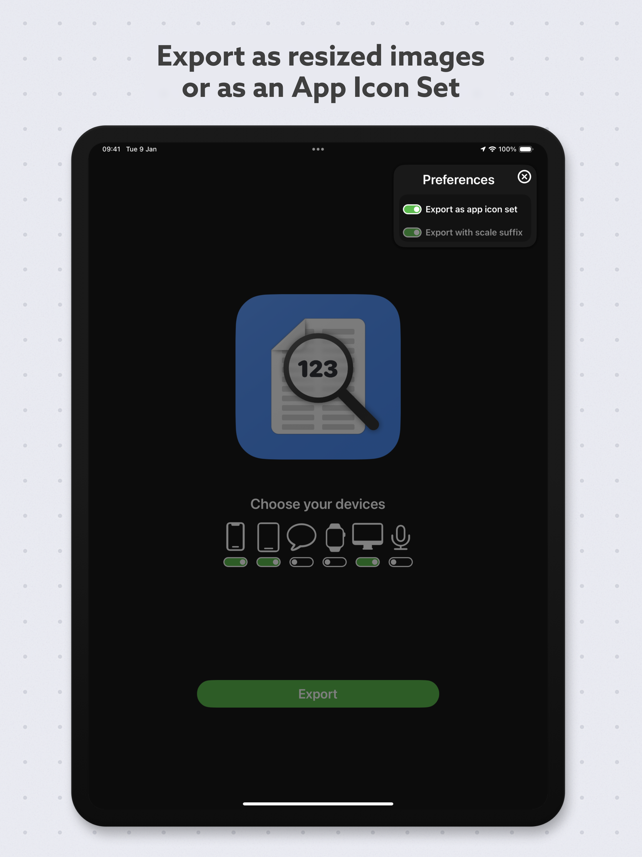 Captura de pantalla del generador de iconos de aplicaciones