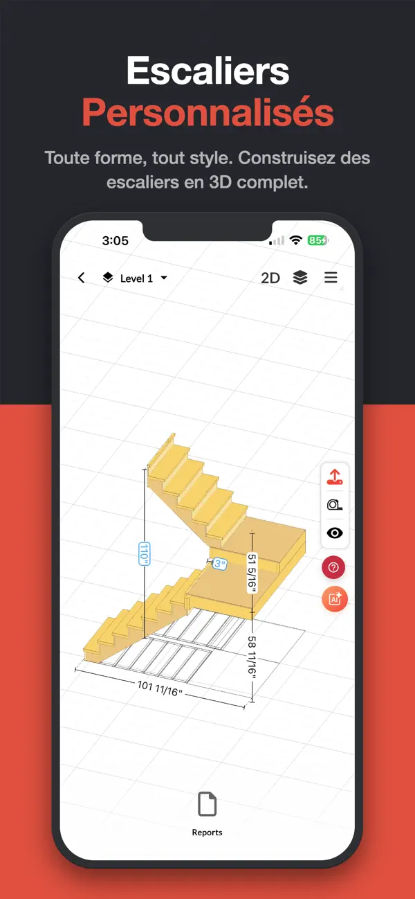 Screenshot #2 pour RedX Escaliers 3D -Calculateur