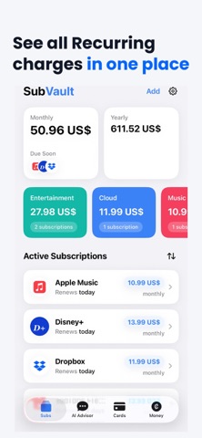 Subscription Tracker: SubVault Screenshot 1 of 4