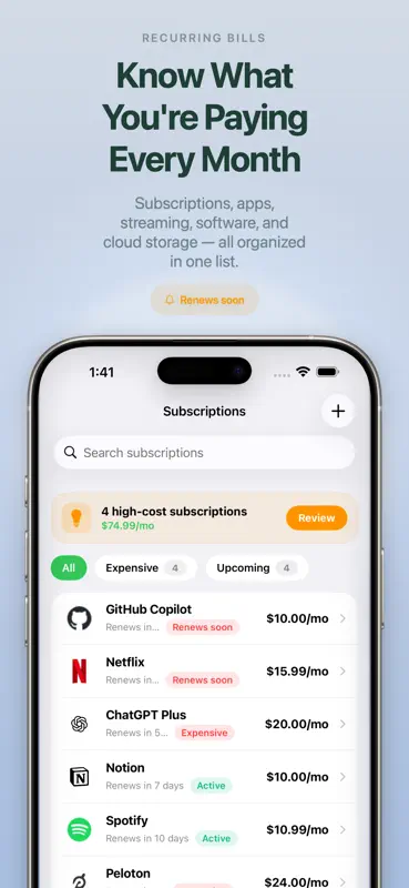 Subscription Tracker & Trials screenshot 2 of 8