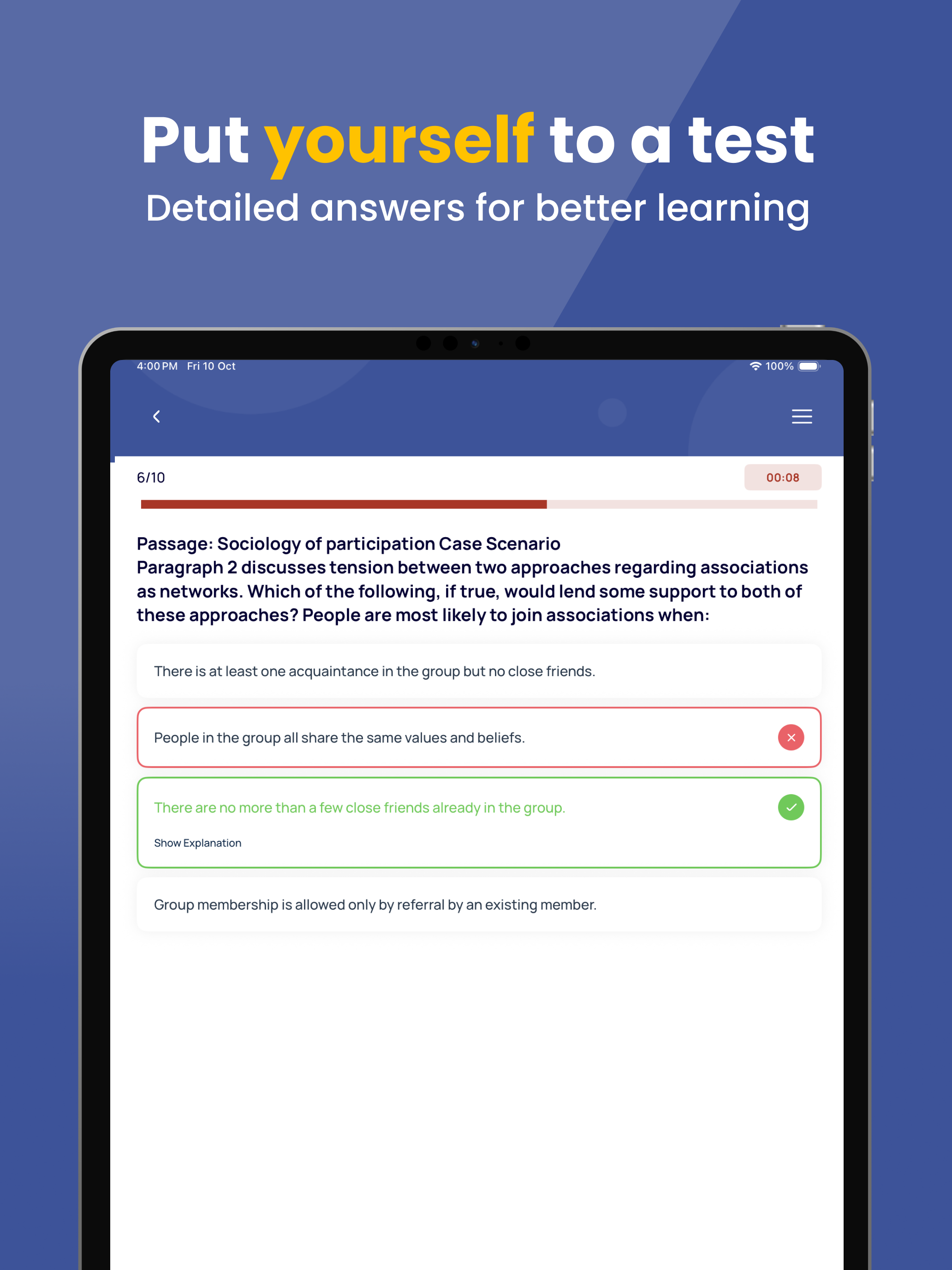 MCAT Practice Test Exam screenshot 11