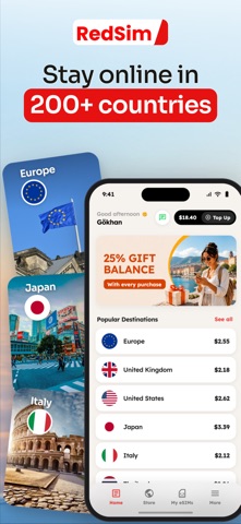 RedSim: Travel eSIM Data Plans Screenshot 1 of 7