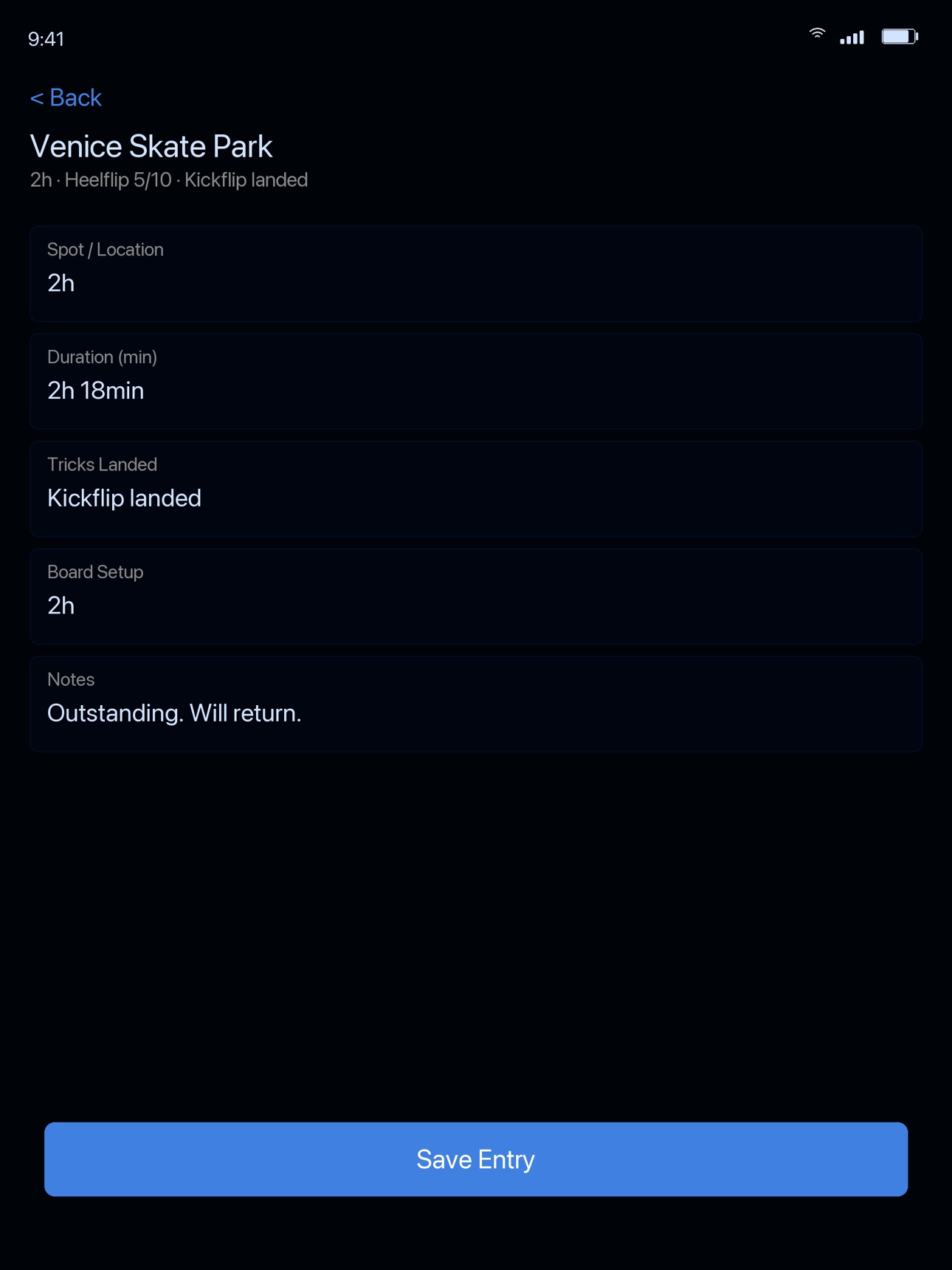 Screenshot 5 of SkateLog - Session Tracker