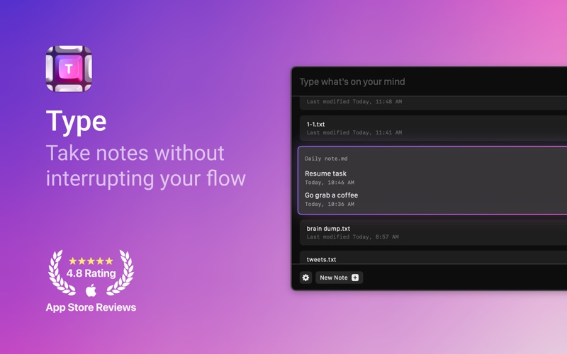 Quick Note Taking – Type screenshot