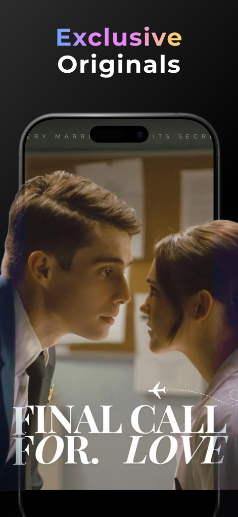 Kalos TV-Short Dramas & Reels - Witness the immersive full-screen presentation of an original drama, 'FINAL CALL FOR. LOVE.', showcasing the app's commitment to 'Exclusive Originals'.