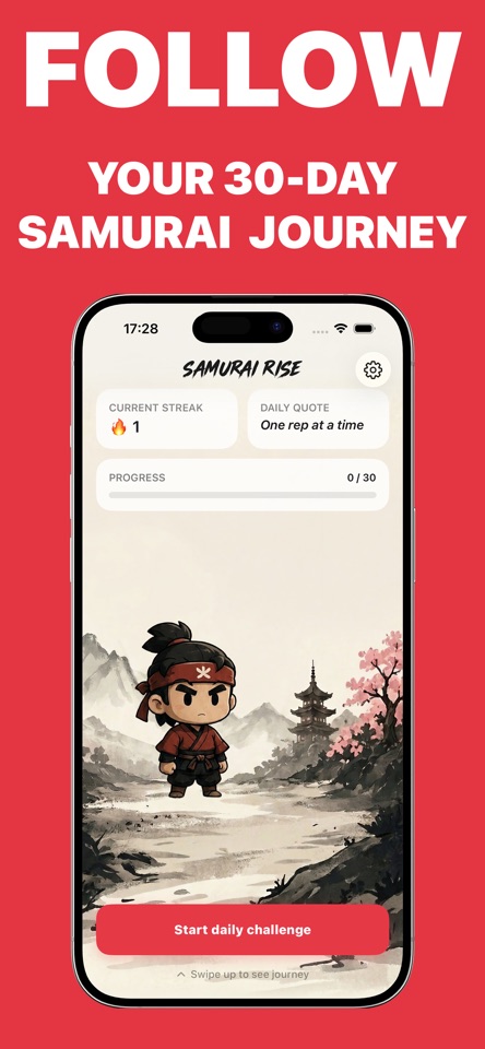 Push Up Tracker - Samurai Rise screenshot 1