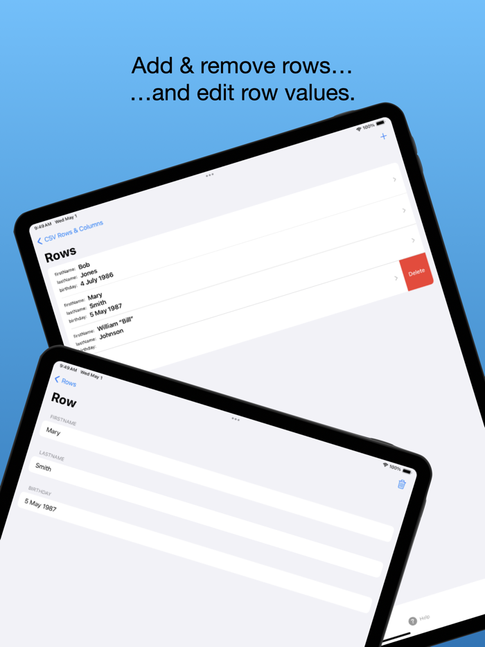 CSV - Rows and Columns