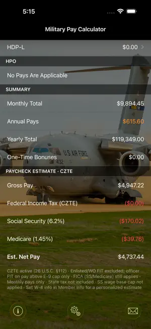 Military Pay Calc screenshot 2
