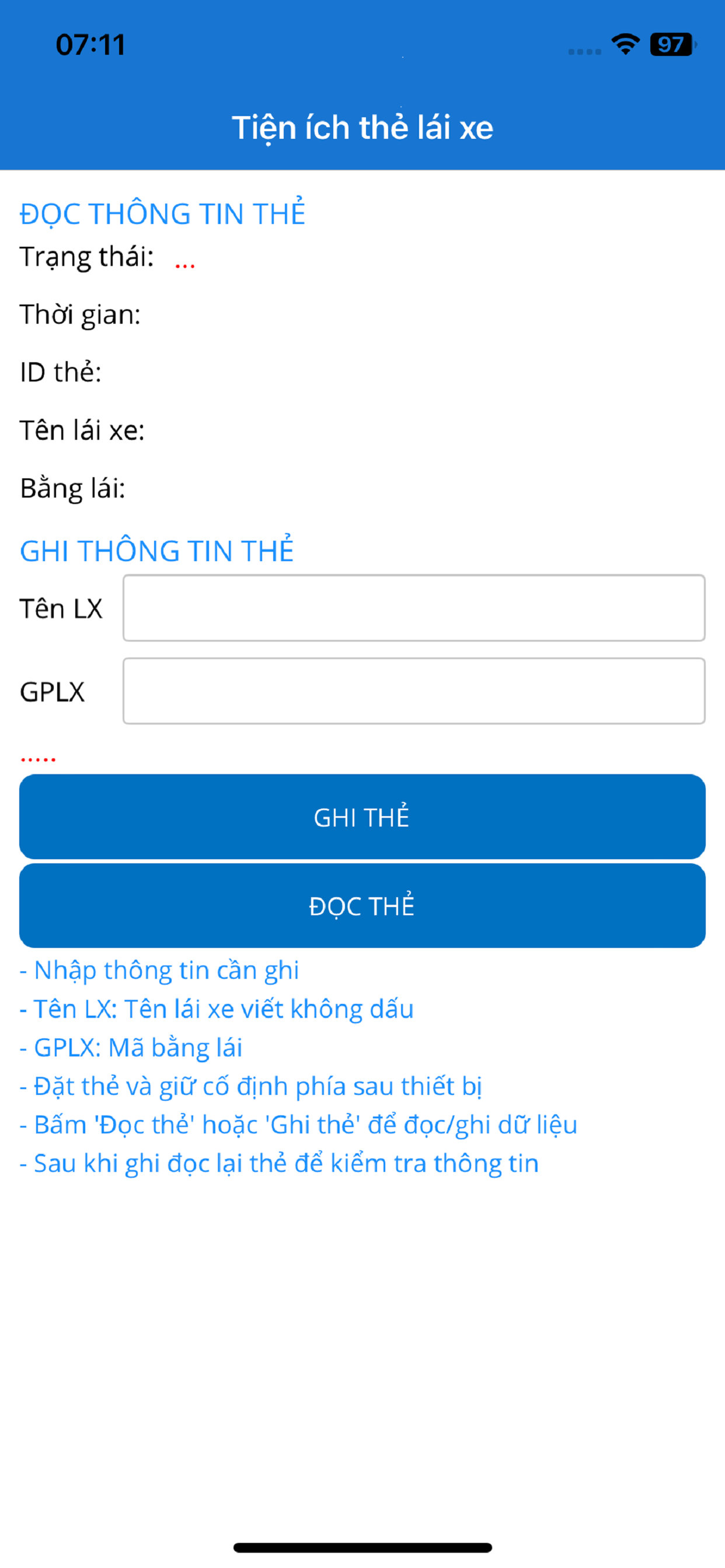 Ghi thẻ lái xe