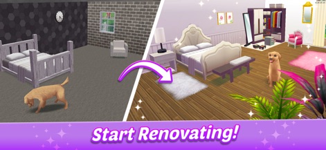 Home Street: Virtual House Sim - Witness the app's powerful customization as it transforms a plain bedroom into a luxurious, stylish haven, complete with elegant furniture and lush greenery.