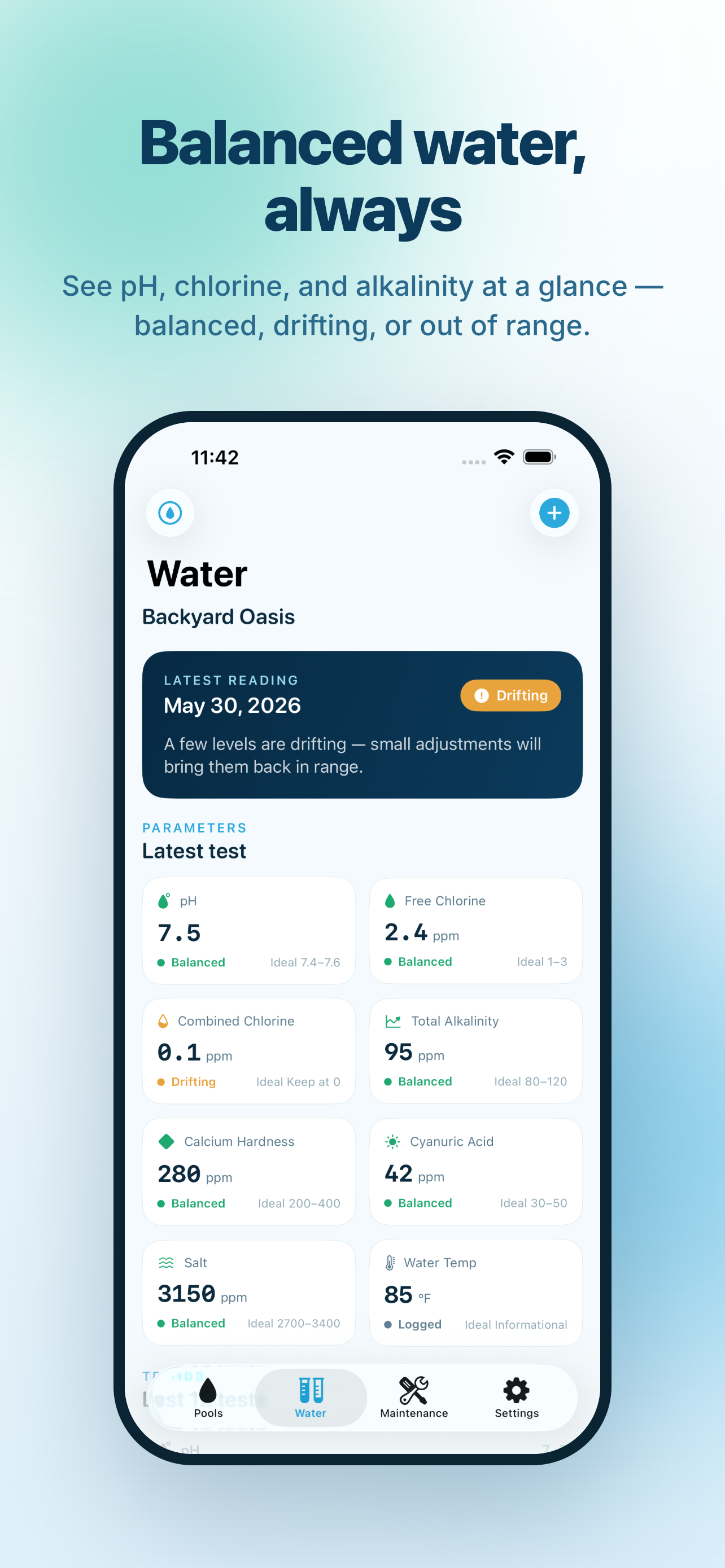Skimmer: Pool Care Log