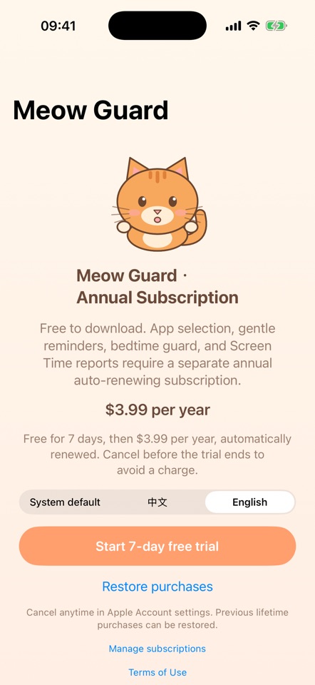 MeowTime: Screen Time Guard screenshot 1