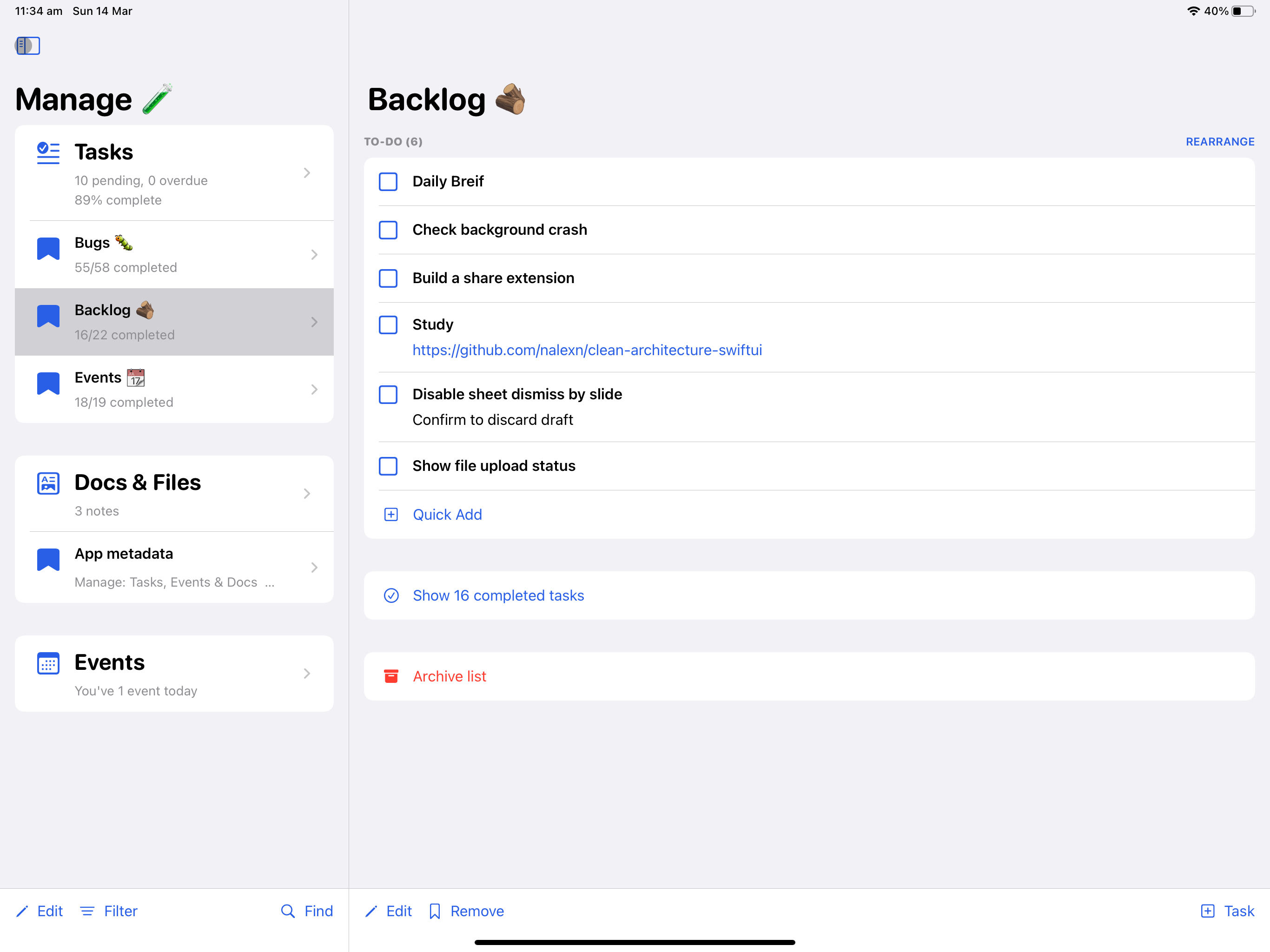 Manage: Tasks, Docs & Events screenshot 16