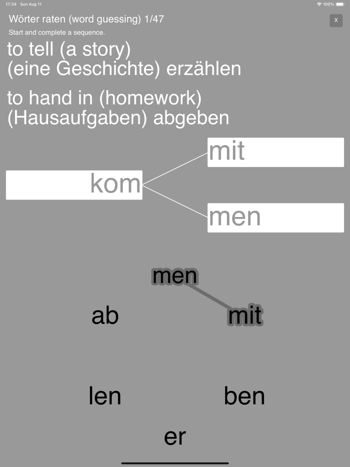 Gamified German Prefixed Verbs
