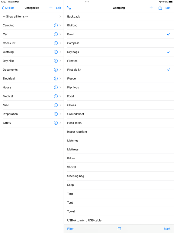 Screenshot #5 pour Trip Kitlist