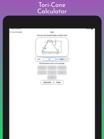 Cones Calculator iPad screenshot
