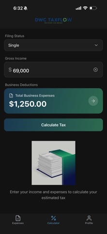 The TaxFlow Calculator screenshot