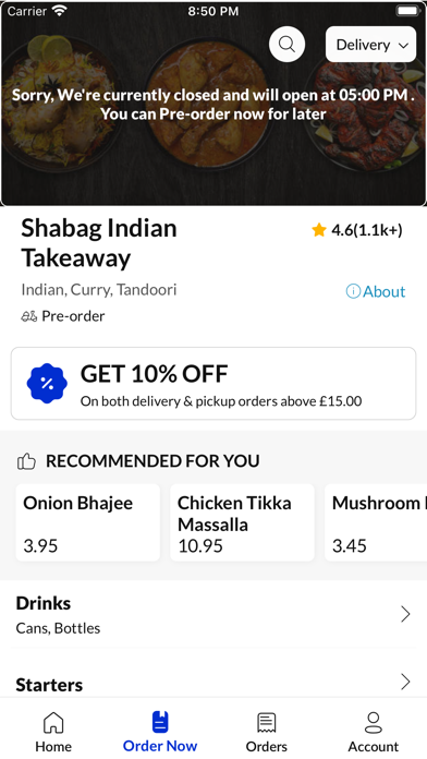 Shabag Indian Takeaway CM2 7LJ Screenshot