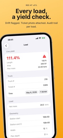 Paving Yield Log screenshot