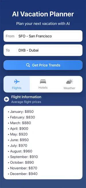 AI Vacation Planner screenshot 2