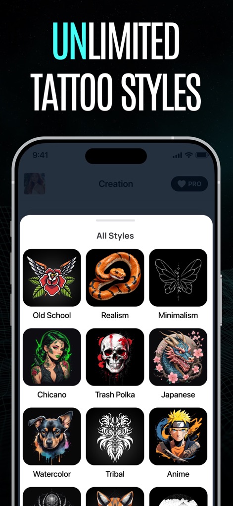 Tattoo AI Design Generator－Ink - Discover an extensive collection of tattoo styles, from classic "Old School" to intricate "Japanese," providing options for every aesthetic.