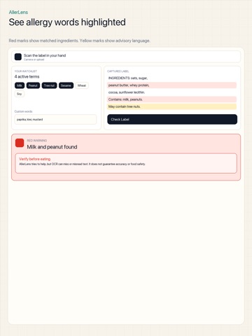 AllerLens: Allergy Scanner iPad screenshot