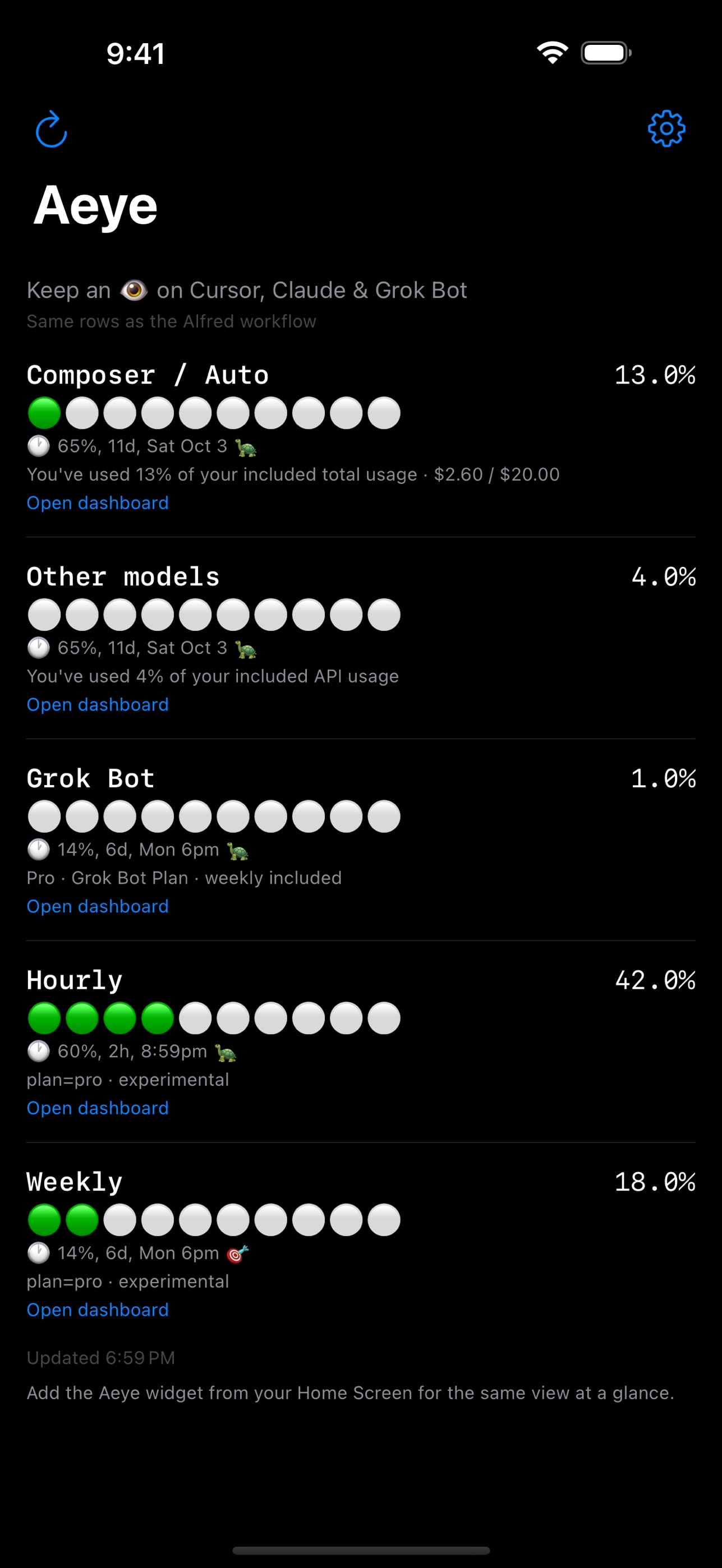 Screenshot 2 of Aeye — Usage Meter