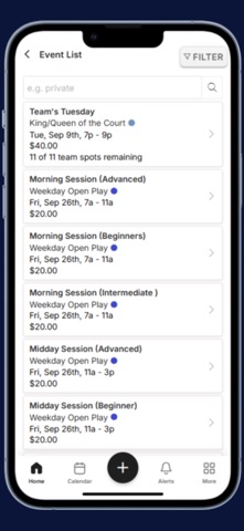 Hampton Roads Pickleball Club iPhone screenshot