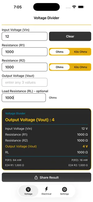 Voltage Divider Calculator screenshot 3