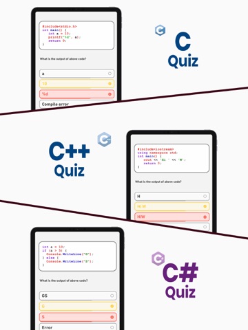 C, C++, C# Quiz iPad screenshot