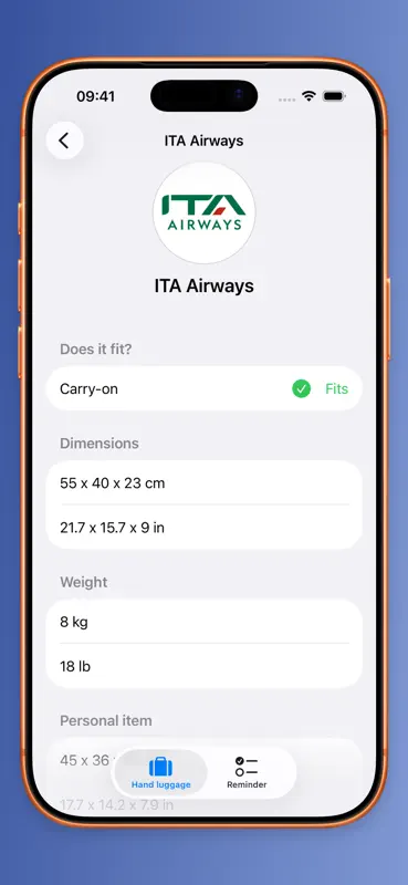 Bagage cabine: taille screenshot 2 of 6