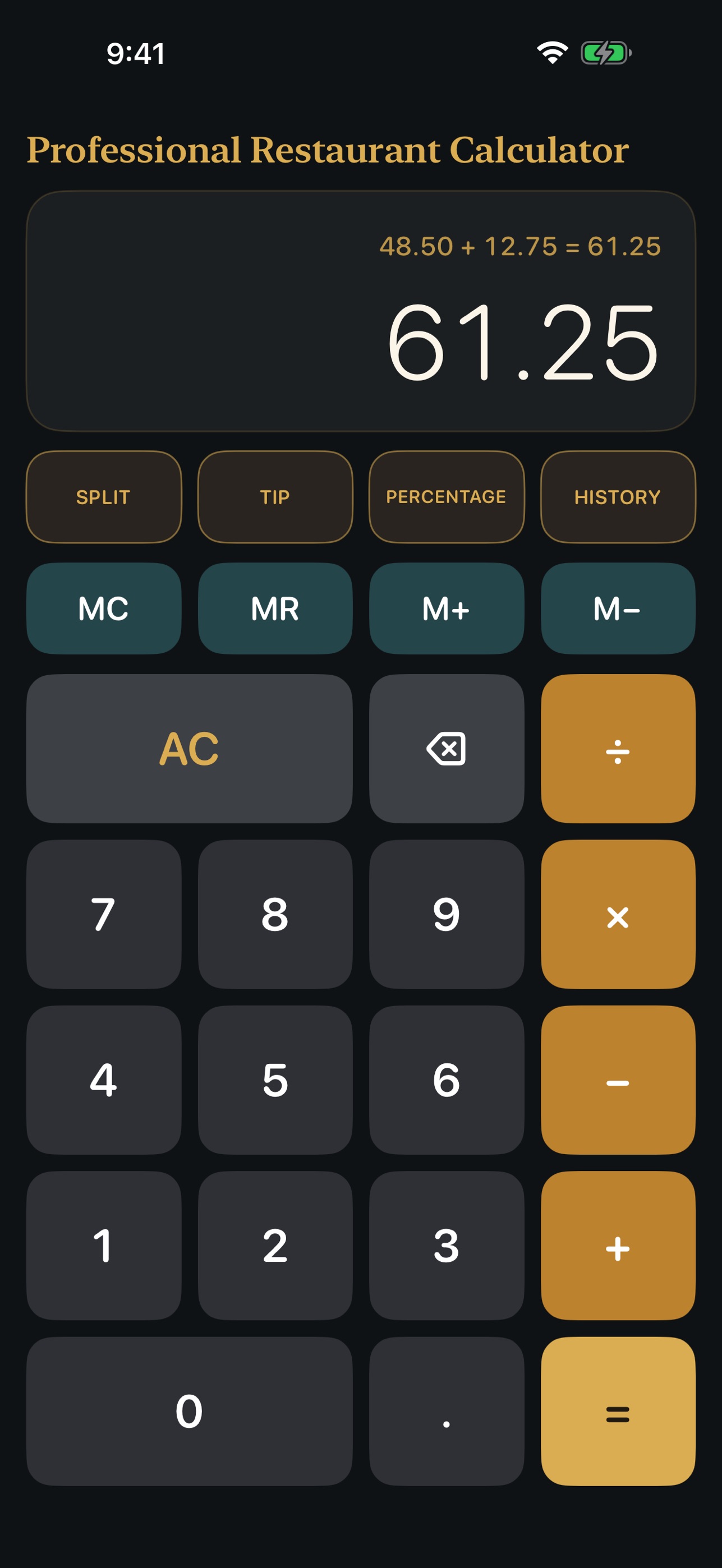 Screenshot 1 of Restaurant Calculator Pro