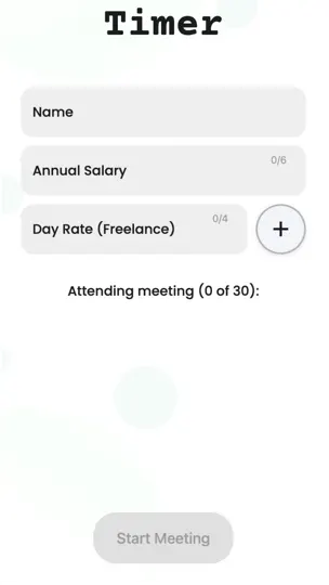 Скриншот Meeting Cost Timer на iPhone 1