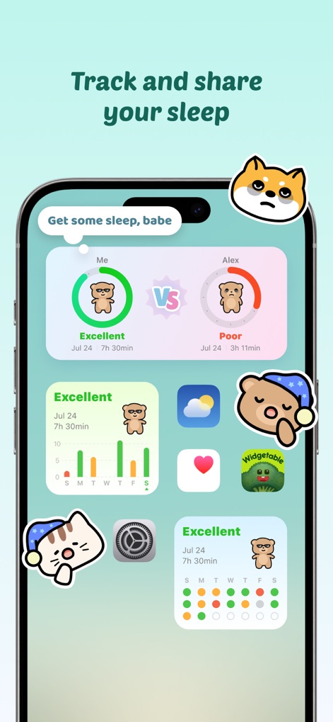 Widgetable: Besties & Couples - Monitore o Sono