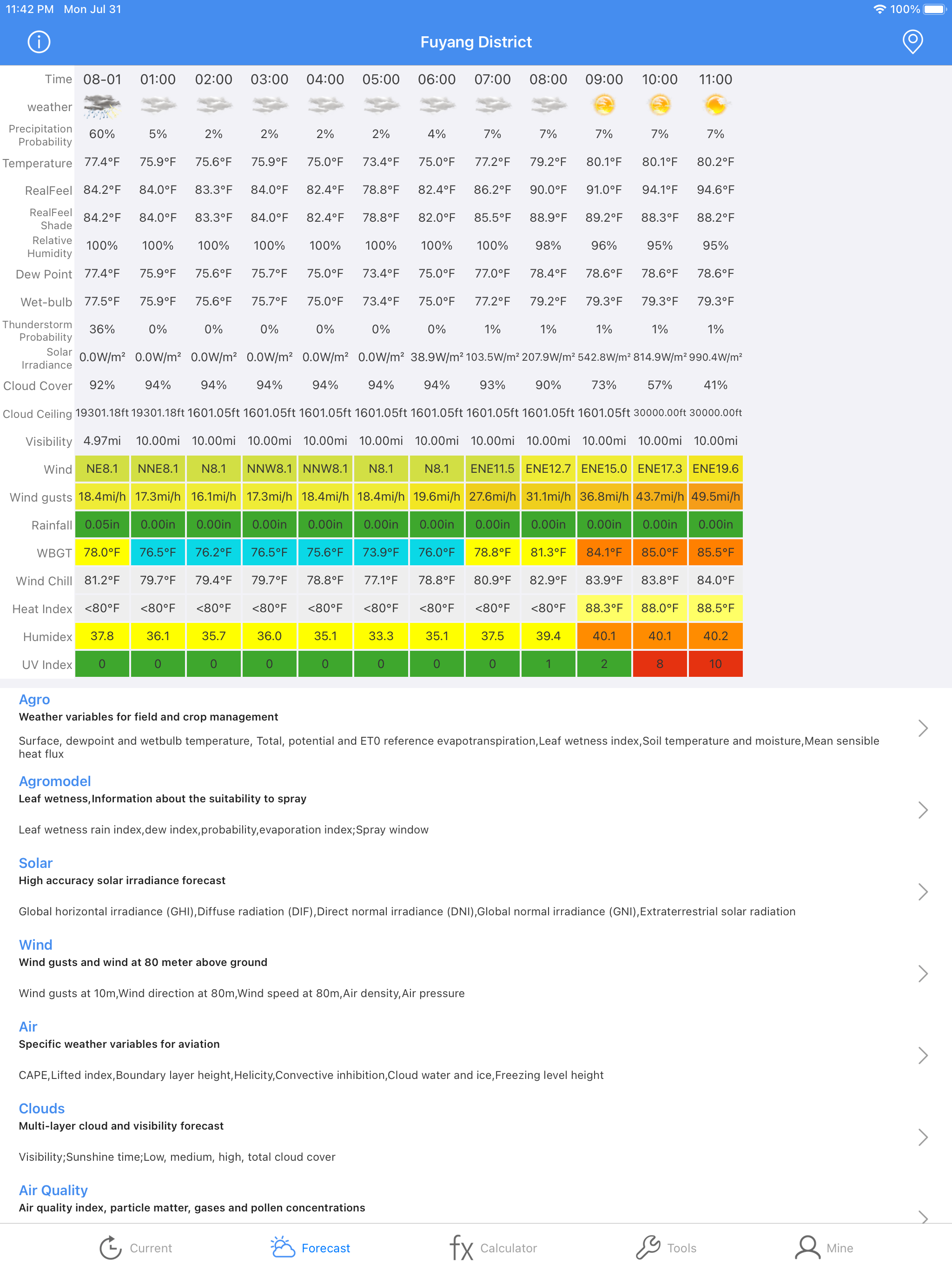 Meteo Calc: Wetter