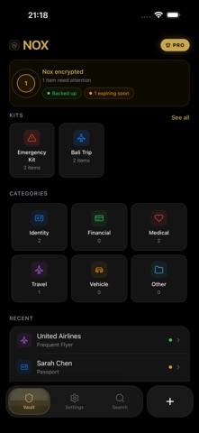 Nox - Personal Data Vault Screenshot 1 of 6
