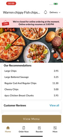 Warren chippy Fish chips pizza iPhone screenshot