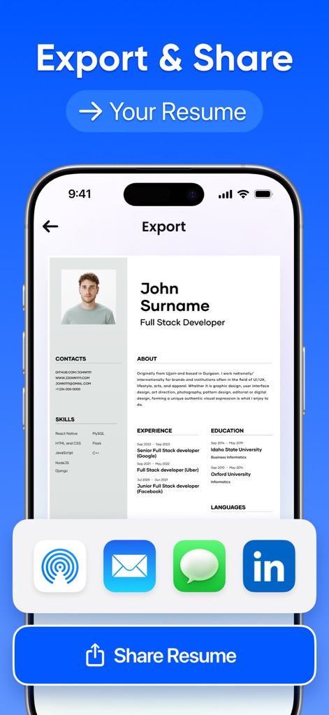 Resume Maker: PDF CV Builder - Business App | MWM