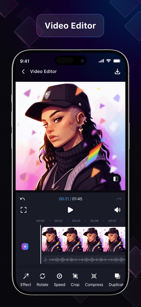 EasyCut : Video Editor & Maker - ユーザーは、正確なトリミングとリサイズ機能を使用して動画コンテンツを自在に操り、タイムライン上で複数のクリップを効果的に管理できます。