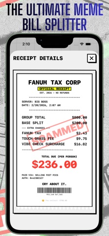 Bill Splitter - FanumTax iPhone screenshot